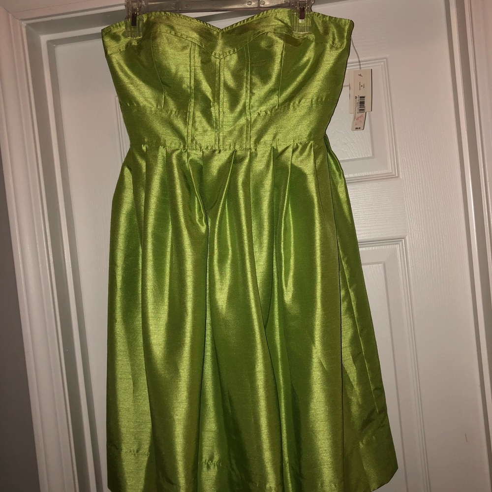Lime green short strapless dress